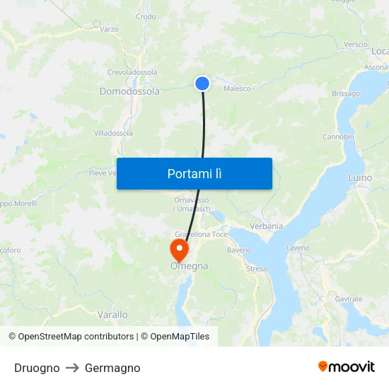 Druogno to Germagno map