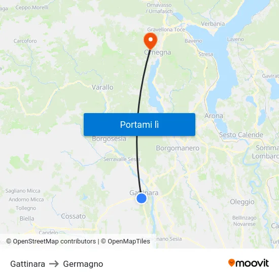 Gattinara to Germagno map