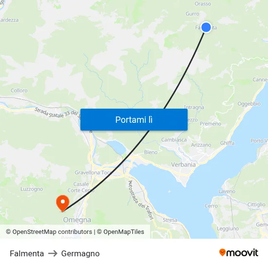 Falmenta to Germagno map