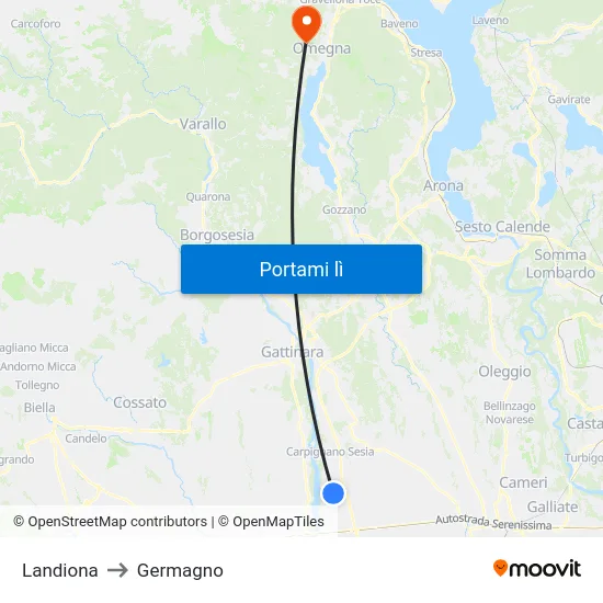 Landiona to Germagno map