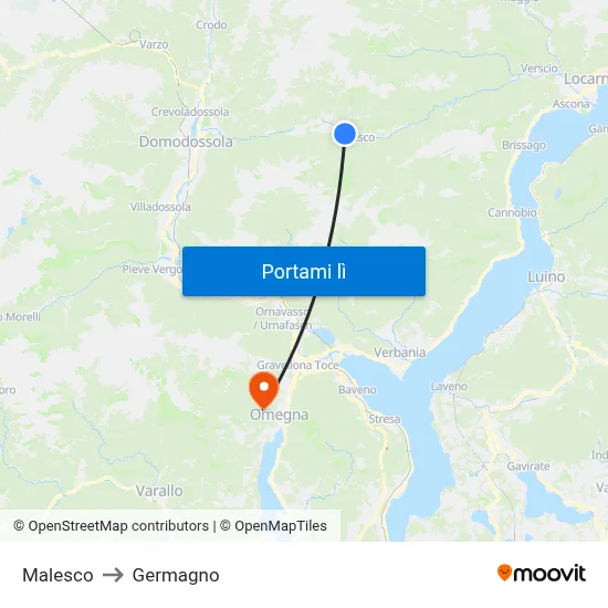 Malesco to Germagno map