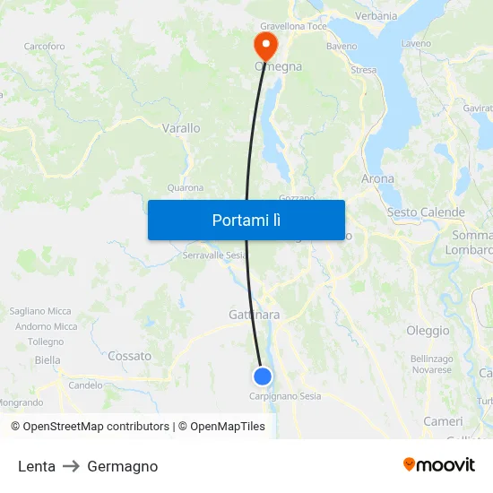 Lenta to Germagno map
