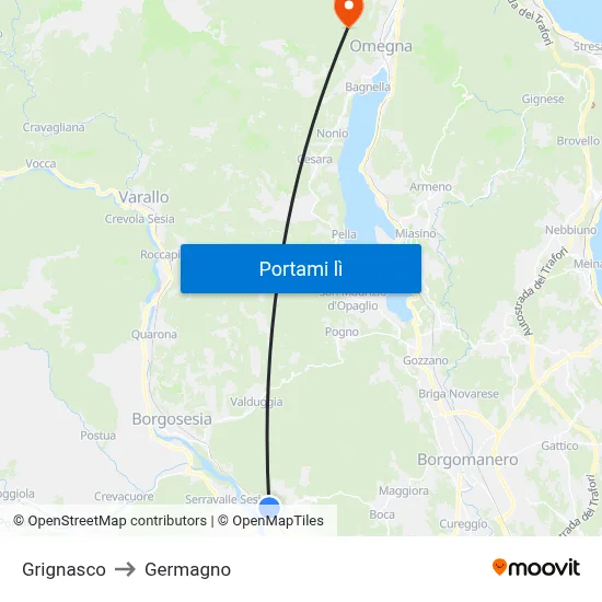 Grignasco to Germagno map
