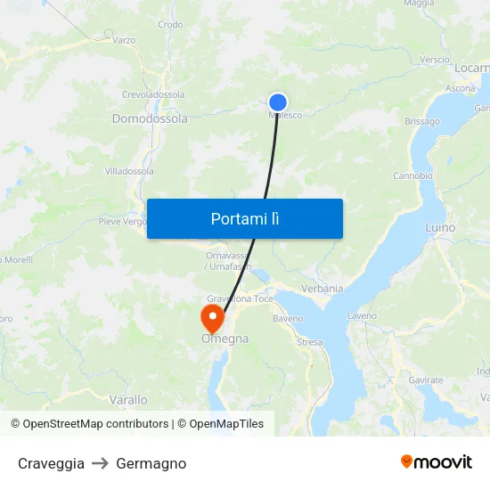 Craveggia to Germagno map