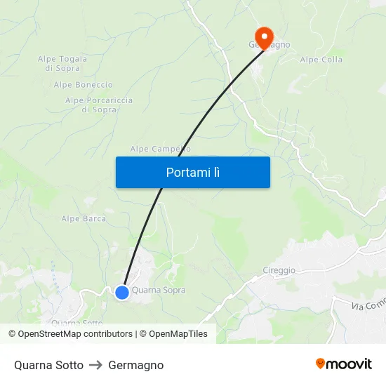Quarna Sotto to Germagno map