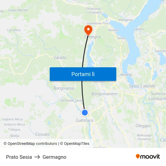 Prato Sesia to Germagno map
