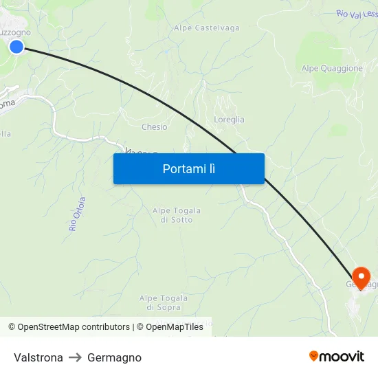 Valstrona to Germagno map