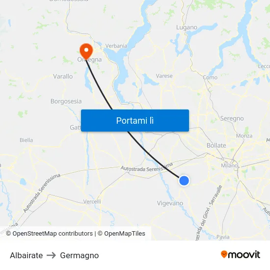 Albairate to Germagno map