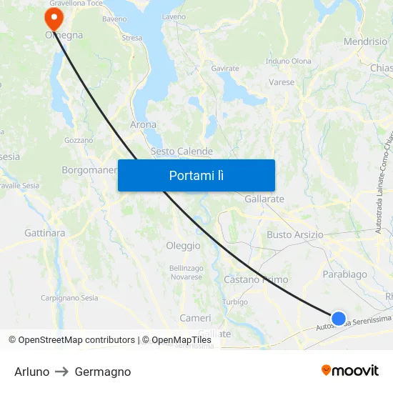 Arluno to Germagno map