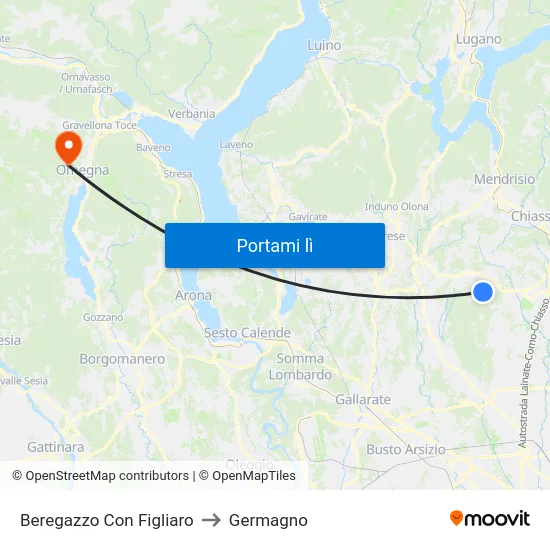 Beregazzo Con Figliaro to Germagno map