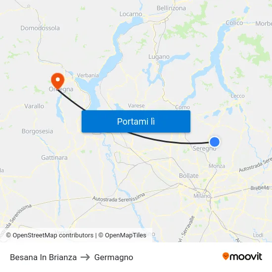 Besana In Brianza to Germagno map
