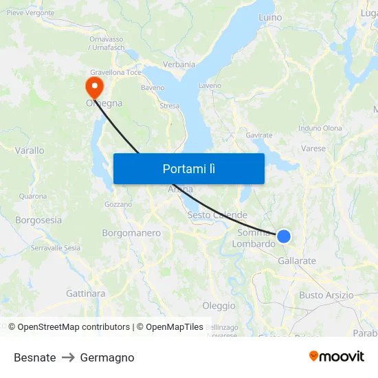 Besnate to Germagno map