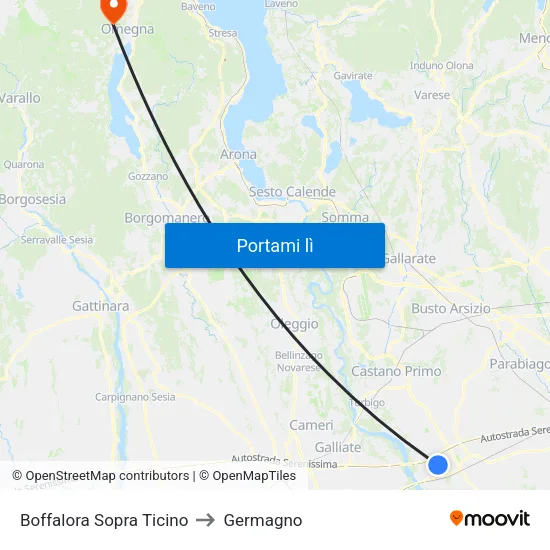 Boffalora Sopra Ticino to Germagno map