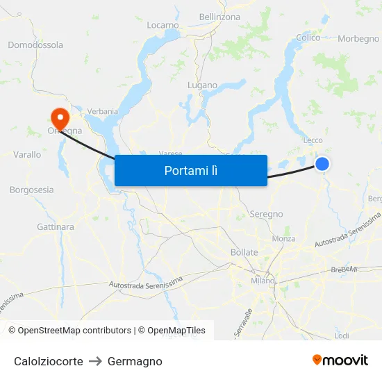 Calolziocorte to Germagno map