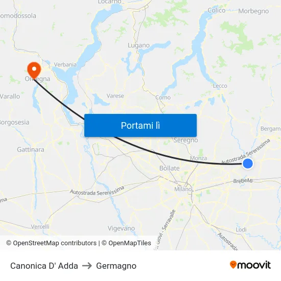 Canonica D' Adda to Germagno map