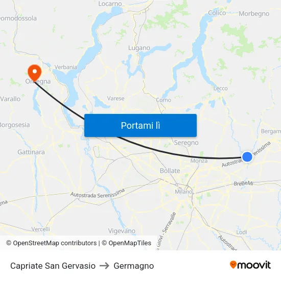 Capriate San Gervasio to Germagno map