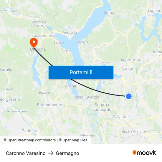 Caronno Varesino to Germagno map