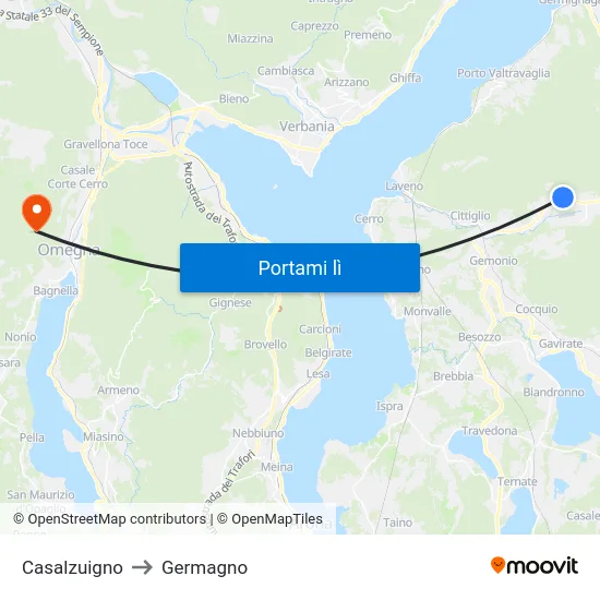 Casalzuigno to Germagno map