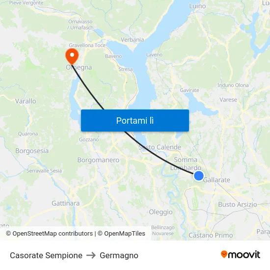 Casorate Sempione to Germagno map