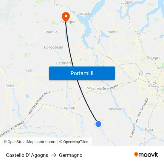 Castello D' Agogna to Germagno map