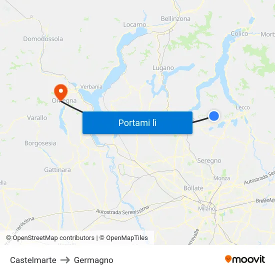 Castelmarte to Germagno map