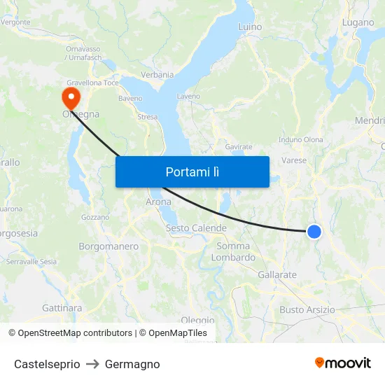Castelseprio to Germagno map