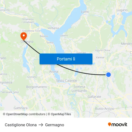 Castiglione Olona to Germagno map
