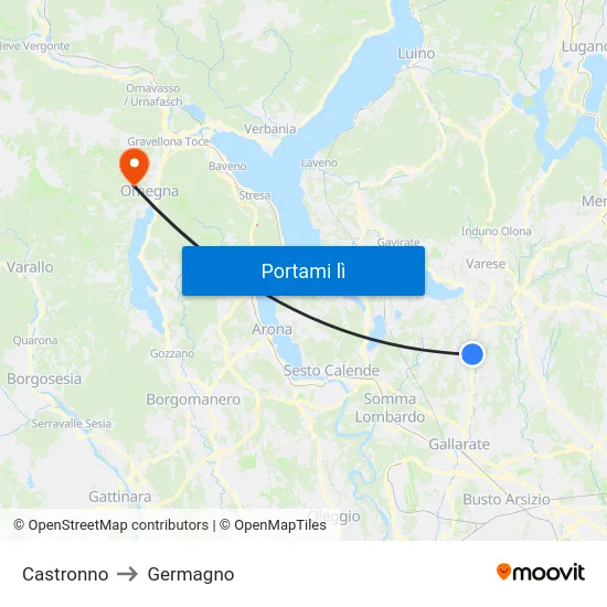 Castronno to Germagno map