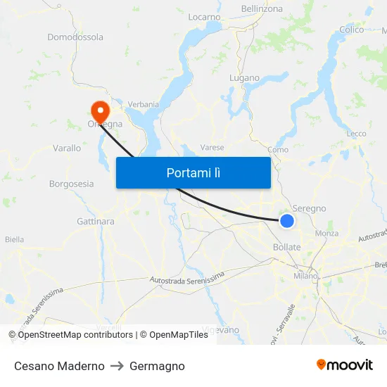 Cesano Maderno to Germagno map