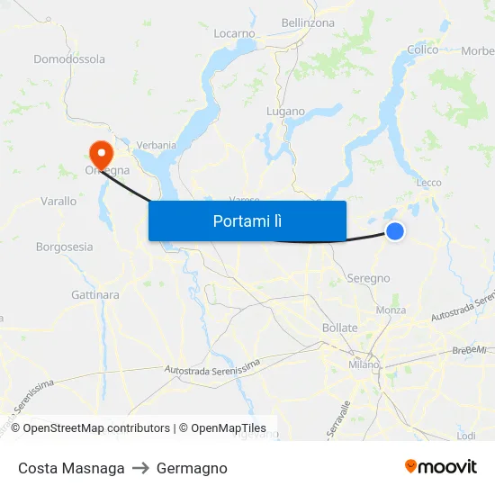 Costa Masnaga to Germagno map