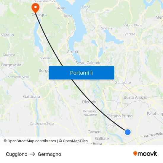 Cuggiono to Germagno map