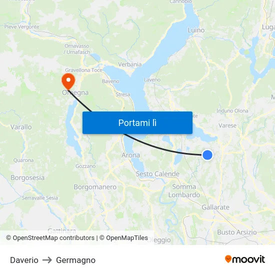 Daverio to Germagno map