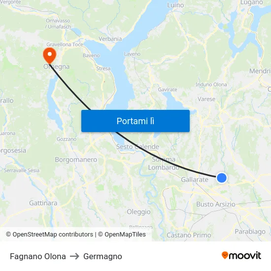Fagnano Olona to Germagno map