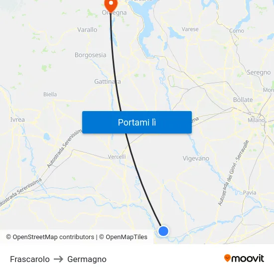 Frascarolo to Germagno map