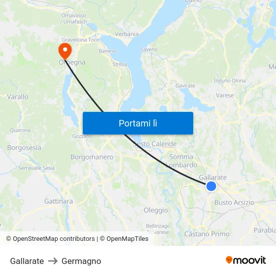 Gallarate to Germagno map
