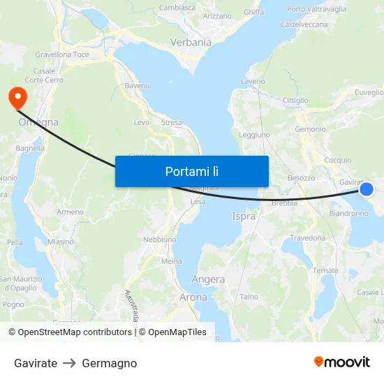 Gavirate to Germagno map