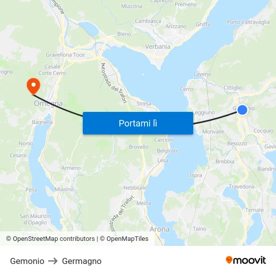 Gemonio to Germagno map