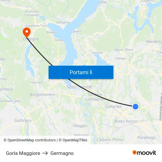 Gorla Maggiore to Germagno map