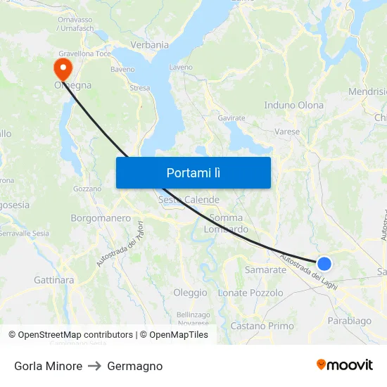 Gorla Minore to Germagno map