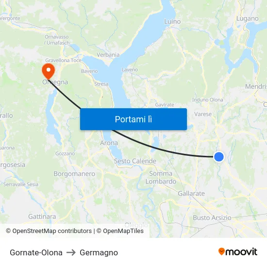Gornate-Olona to Germagno map
