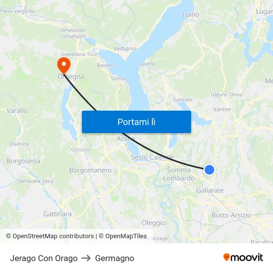 Jerago Con Orago to Germagno map