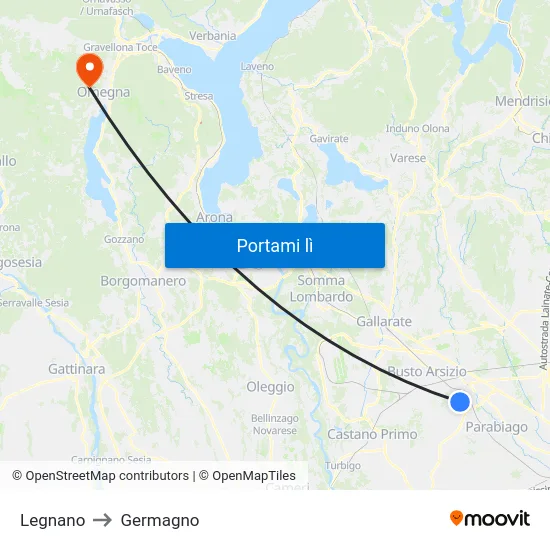 Legnano to Germagno map