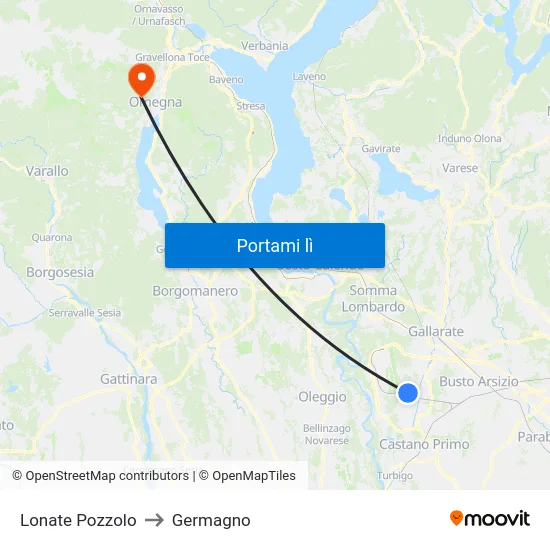 Lonate Pozzolo to Germagno map