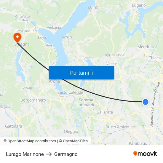 Lurago Marinone to Germagno map