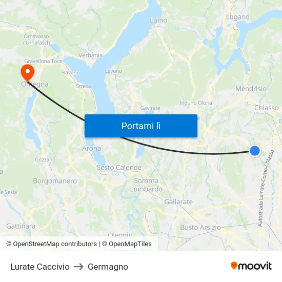Lurate Caccivio to Germagno map