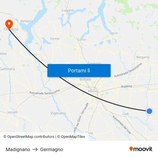 Madignano to Germagno map