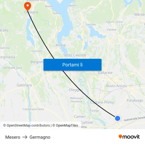 Mesero to Germagno map