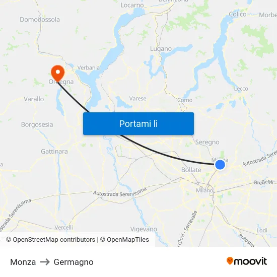 Monza to Germagno map