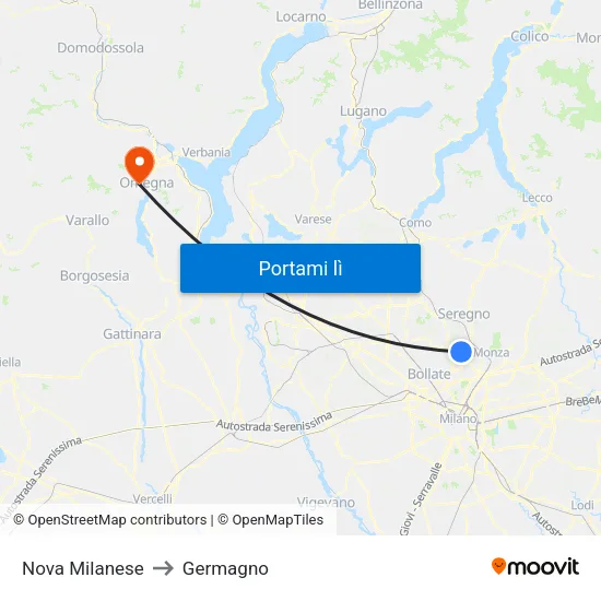 Nova Milanese to Germagno map