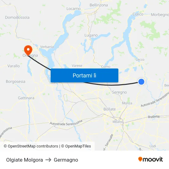 Olgiate Molgora to Germagno map